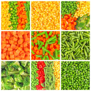 Frozen vegetables backgrounds set